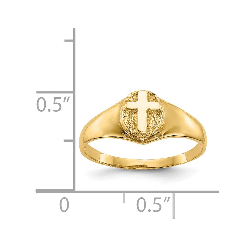 14k Polished Cross Baby / Childs Ring
