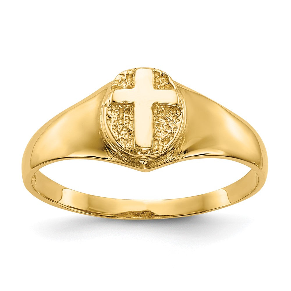 14k Polished Cross Baby / Childs Ring