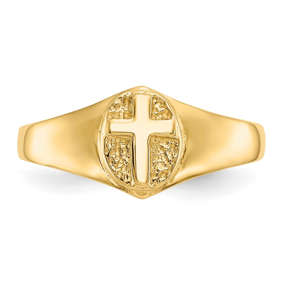14k Polished Cross Baby / Childs Ring