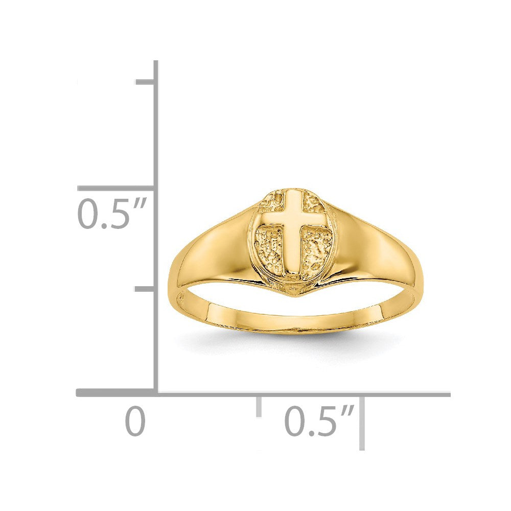 14k Polished Cross Baby / Childs Ring