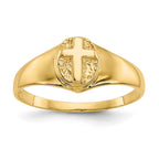 14k Polished Cross Baby / Childs Ring
