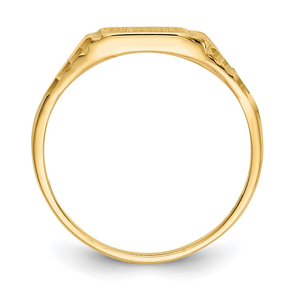 14k Diamond-Cut 6.0x4.5mm Closed Back Childs Rectangular Signet Ring