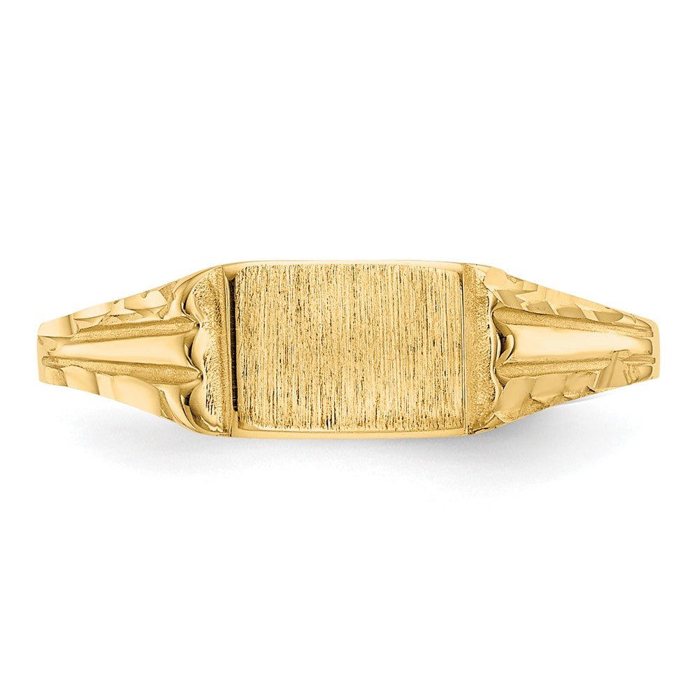 14k Diamond-Cut 6.0x4.5mm Closed Back Childs Rectangular Signet Ring