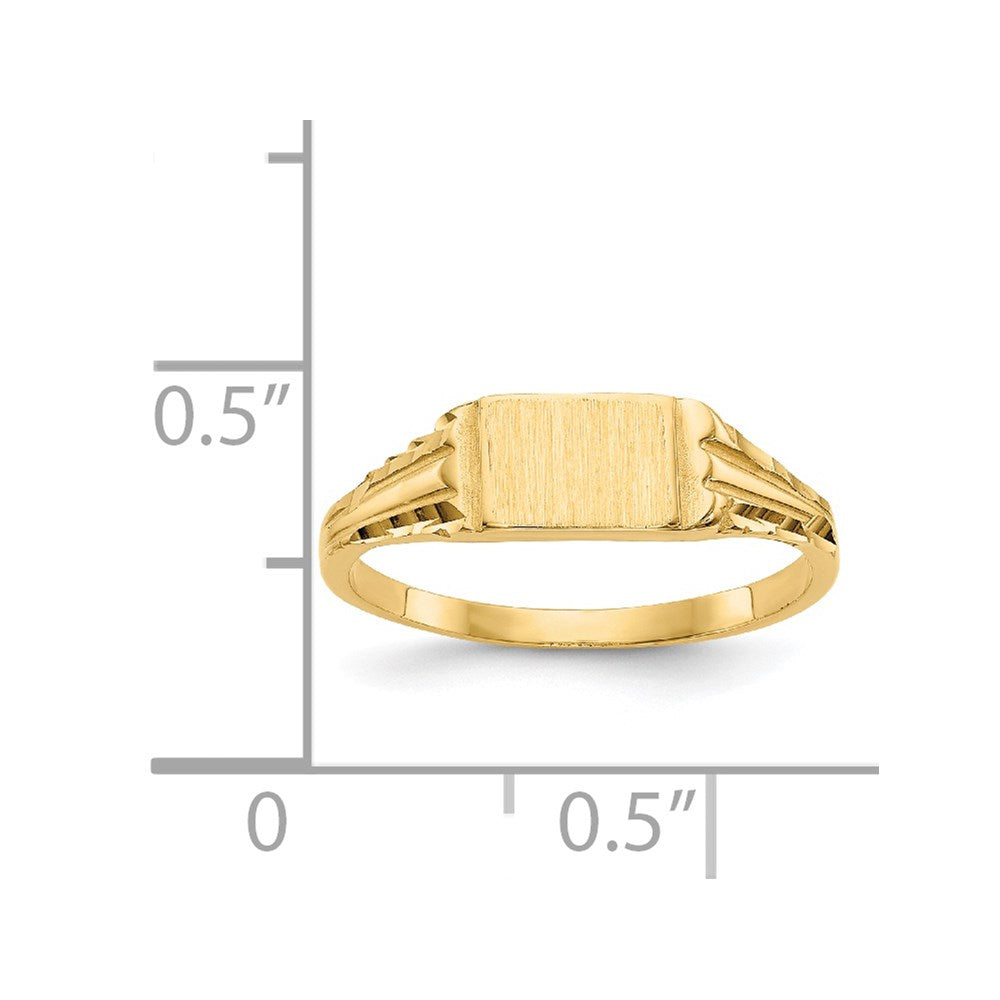 14k Diamond-Cut 6.0x4.5mm Closed Back Childs Rectangular Signet Ring