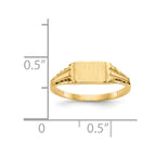 14k Diamond-Cut 6.0x4.5mm Closed Back Childs Rectangular Signet Ring