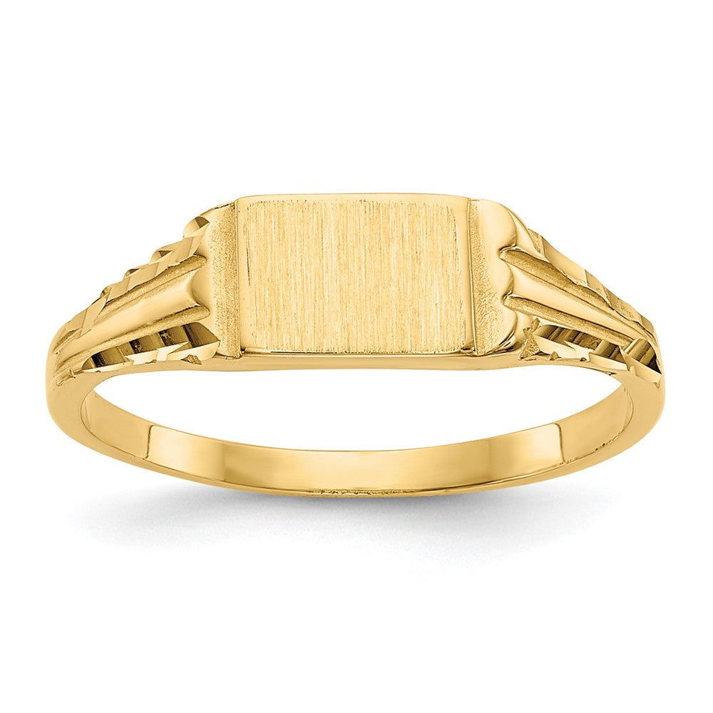14k Diamond-Cut 6.0x4.5mm Closed Back Childs Rectangular Signet Ring