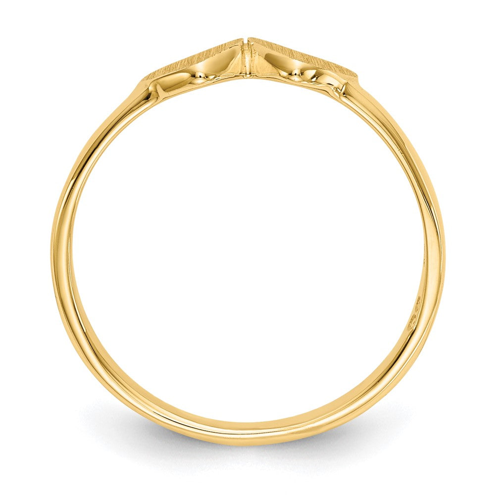 14k 9.0x5.0mm Closed Back Childs Double Heart Signet Ring