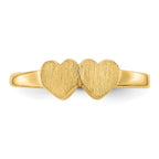 14k 9.0x5.0mm Closed Back Childs Double Heart Signet Ring