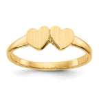 14k 9.0x5.0mm Closed Back Childs Double Heart Signet Ring