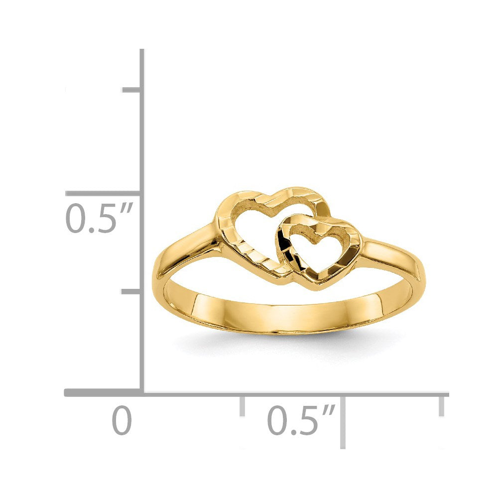 14k Two Hearts Baby / Childs Ring