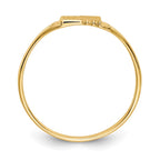 14k Polished and Satin 5.5x4.5mm Open Back Childs Striped Rectangular Signet Ring