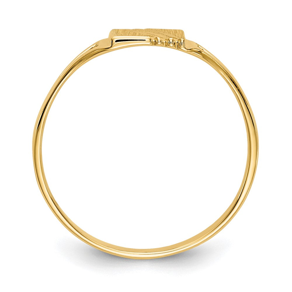 14k Polished and Satin 5.5x4.5mm Open Back Childs Striped Rectangular Signet Ring
