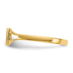 14k Polished and Satin 5.5x4.5mm Open Back Childs Striped Rectangular Signet Ring