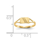 14k Polished and Satin 5.5x4.5mm Open Back Childs Striped Rectangular Signet Ring