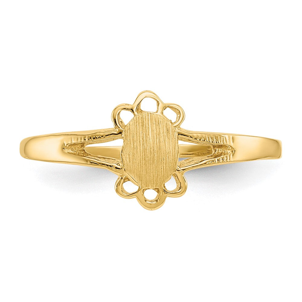 14k 3.0x4.5mm Closed Back Childs Fancy Oval Signet Ring