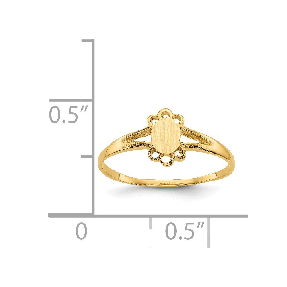 14k 3.0x4.5mm Closed Back Childs Fancy Oval Signet Ring