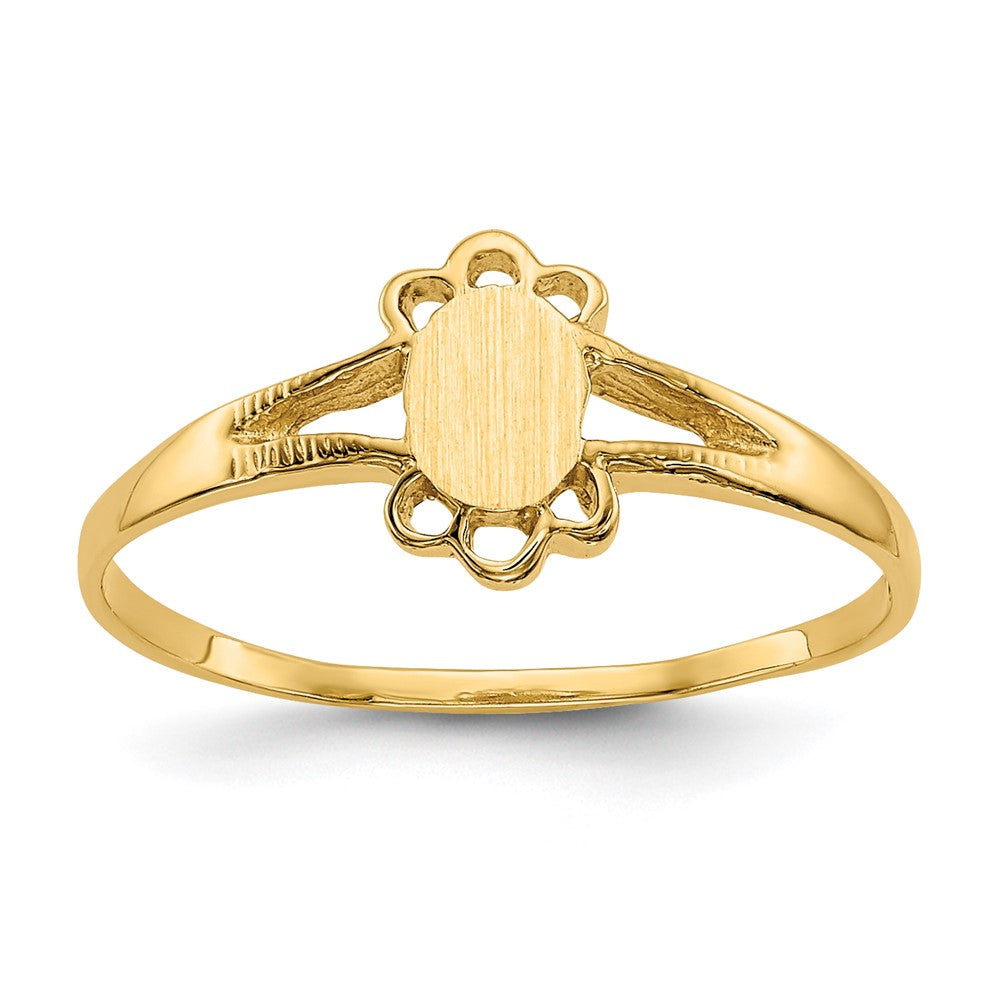 14k 3.0x4.5mm Closed Back Childs Fancy Oval Signet Ring