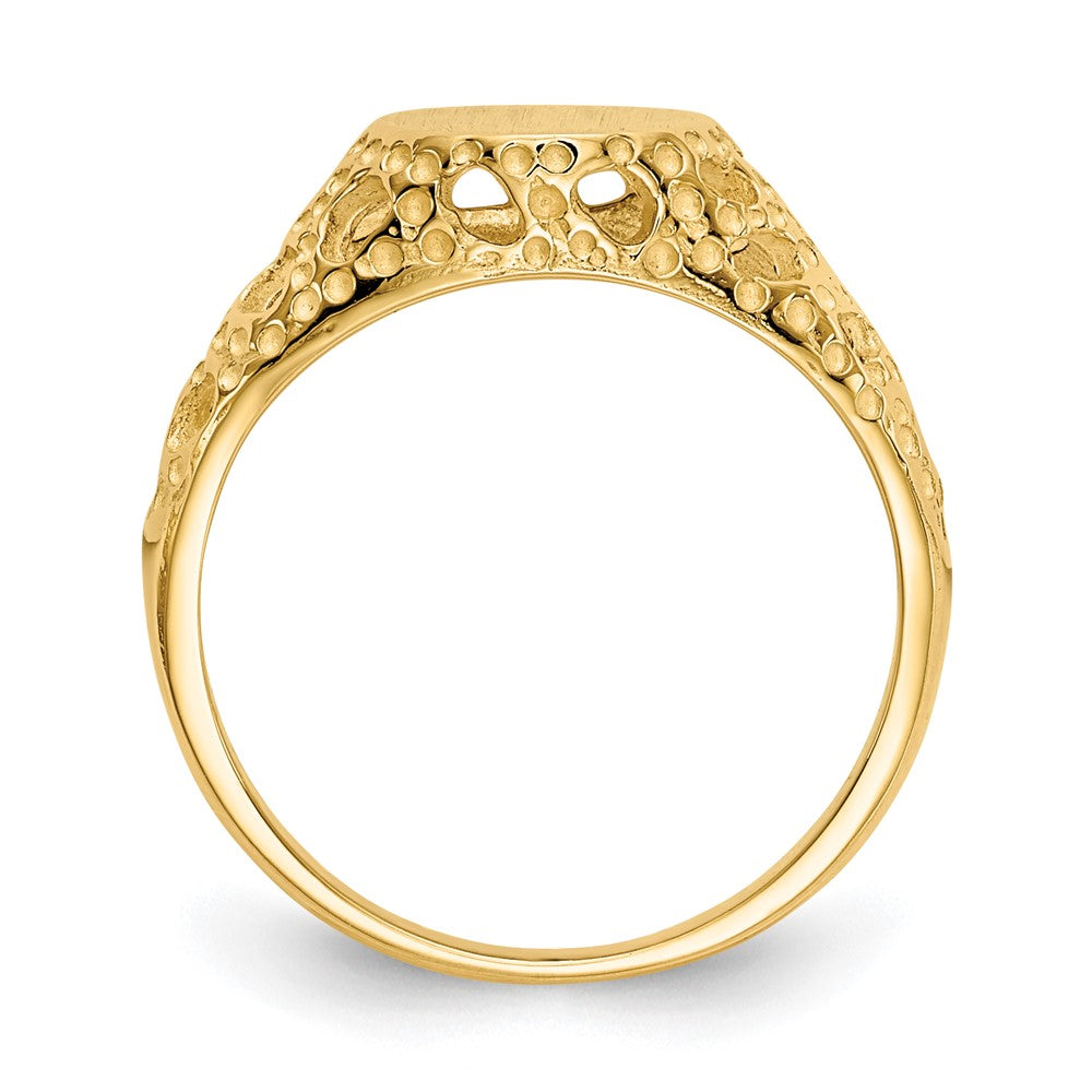 14k 7.5x7.5mm Open Back Childs Round Filigree Signet Ring