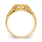 14k 7.5x7.5mm Open Back Childs Round Filigree Signet Ring