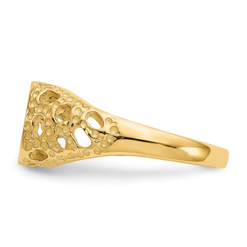 14k 7.5x7.5mm Open Back Childs Round Filigree Signet Ring
