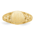 14k 7.5x7.5mm Open Back Childs Round Filigree Signet Ring