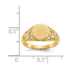 14k 7.5x7.5mm Open Back Childs Round Filigree Signet Ring