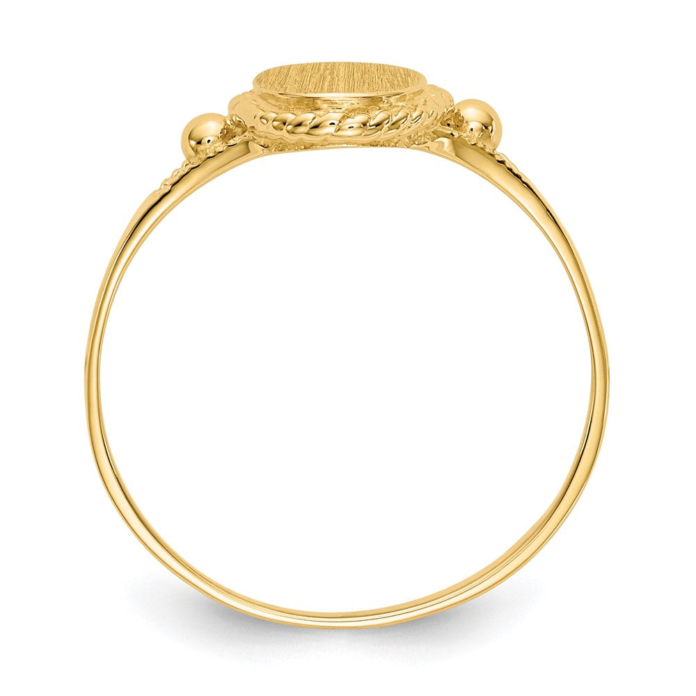 14k 6.0x7.5mm Closed Back Childs Fancy Oval Signet Ring