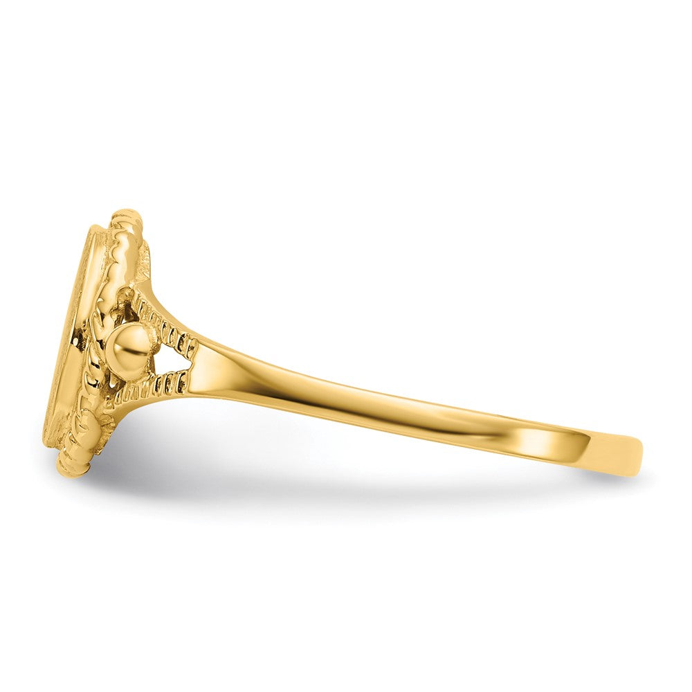 14k 6.0x7.5mm Closed Back Childs Fancy Oval Signet Ring
