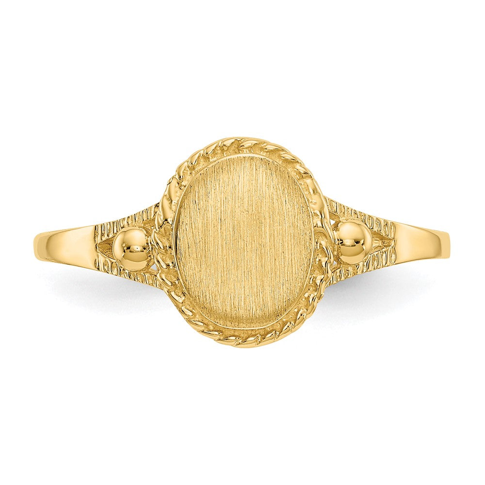 14k 6.0x7.5mm Closed Back Childs Fancy Oval Signet Ring