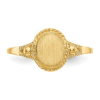 14k 6.0x7.5mm Closed Back Childs Fancy Oval Signet Ring