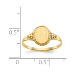 14k 6.0x7.5mm Closed Back Childs Fancy Oval Signet Ring