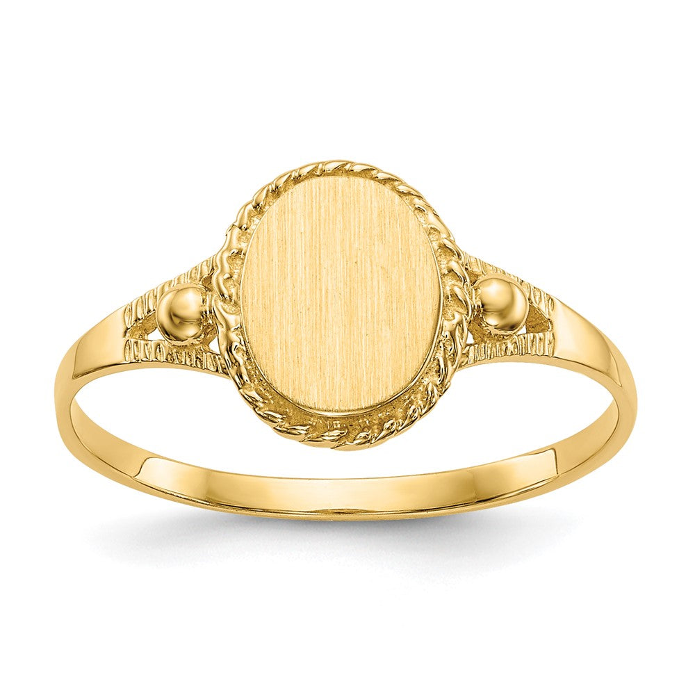 14k 6.0x7.5mm Closed Back Childs Fancy Oval Signet Ring