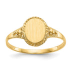 14k 6.0x7.5mm Closed Back Childs Fancy Oval Signet Ring