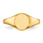 14k 6.5x7.5mm Closed Back Childs Oval Signet Ring