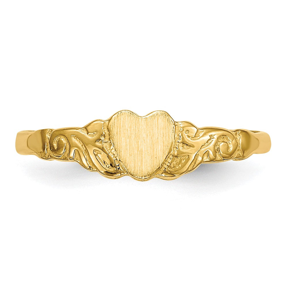 14k 4.0x4.25mm Closed Back Childs Heart Signet Ring