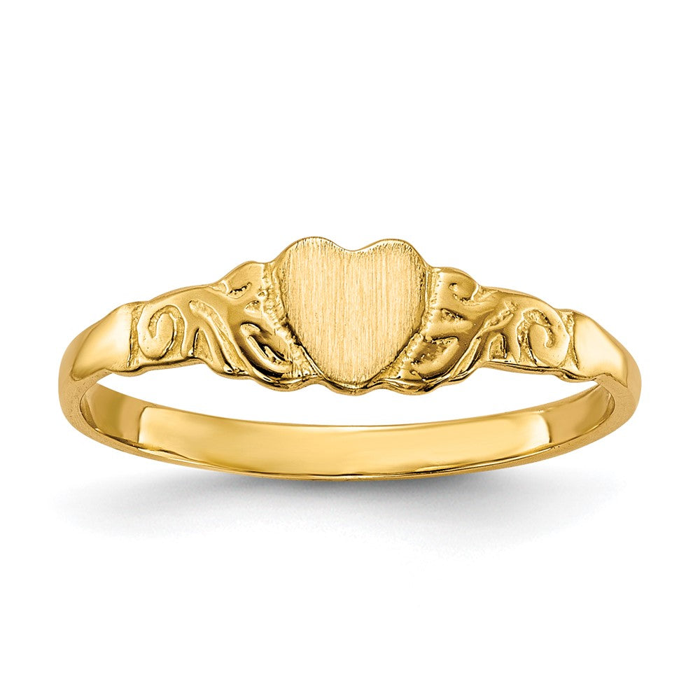 14k 4.0x4.25mm Closed Back Childs Heart Signet Ring