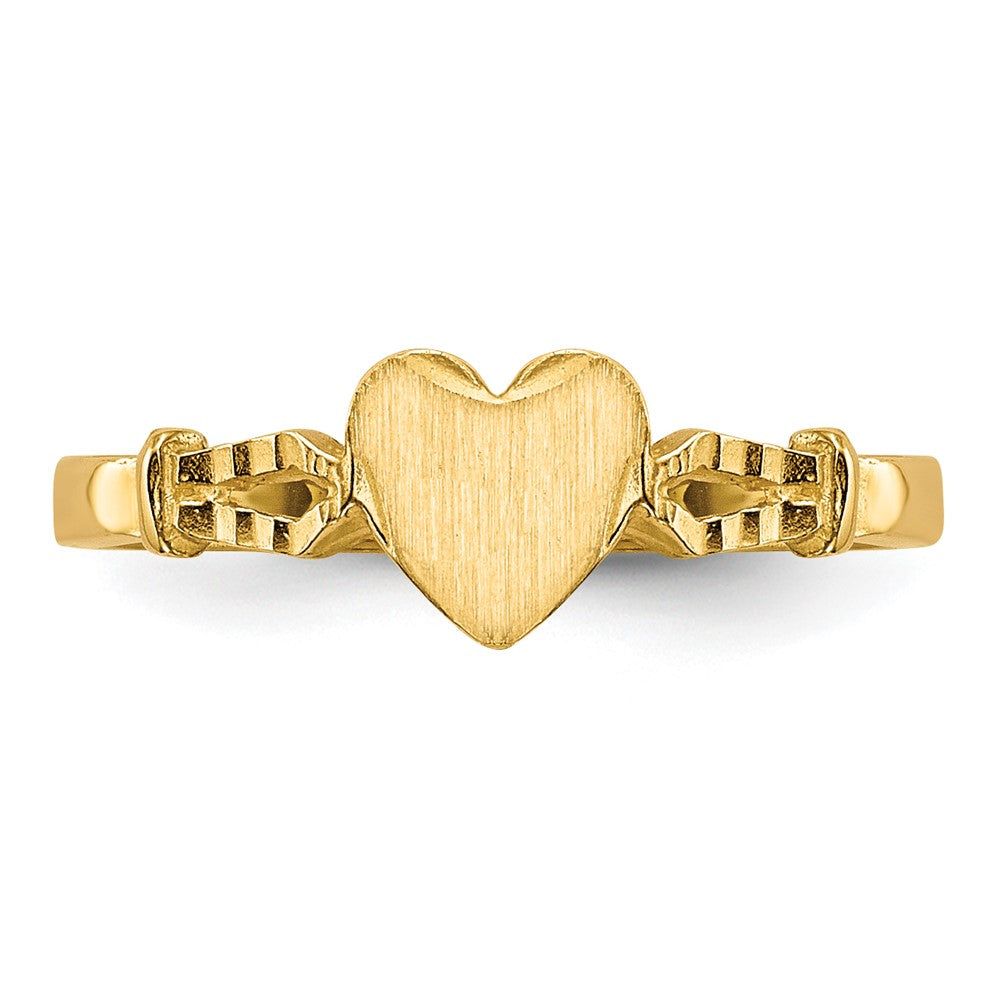 14k 5.0x5.0mm Open Back Childs Heart Signet Ring
