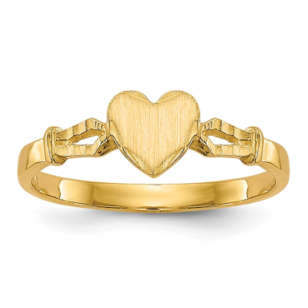 14k 5.0x5.0mm Open Back Childs Heart Signet Ring