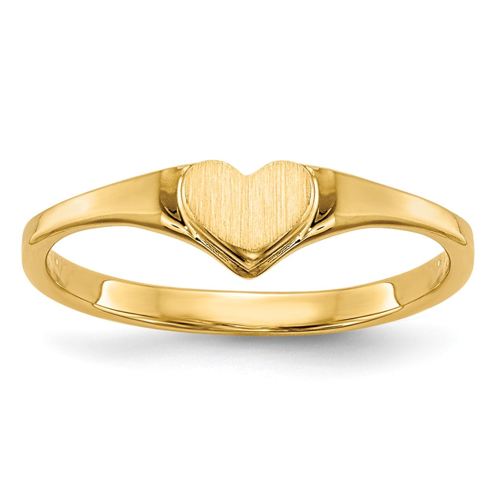 14k 4.5x4.0mm Open Back Childs Heart Signet Ring