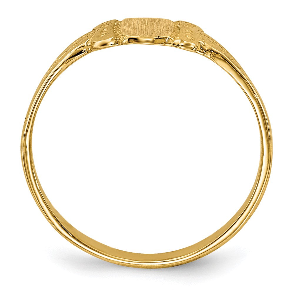 14k 3.5x5.25mm Closed Back Childs Fancy Oval Signet Ring