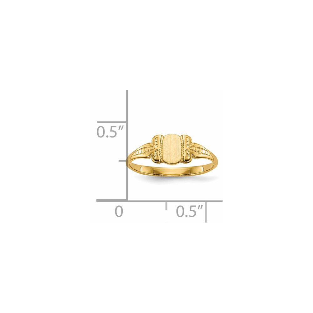 14k 3.5x5.25mm Closed Back Childs Fancy Oval Signet Ring