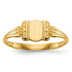 14k 3.5x5.25mm Closed Back Childs Fancy Oval Signet Ring