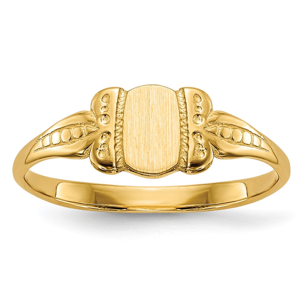 14k 3.5x5.25mm Closed Back Childs Fancy Oval Signet Ring