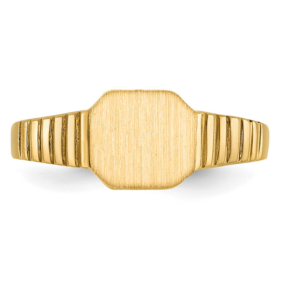 14k 7.5x6.0mm Open Back Childs Octagonal Signet Ring