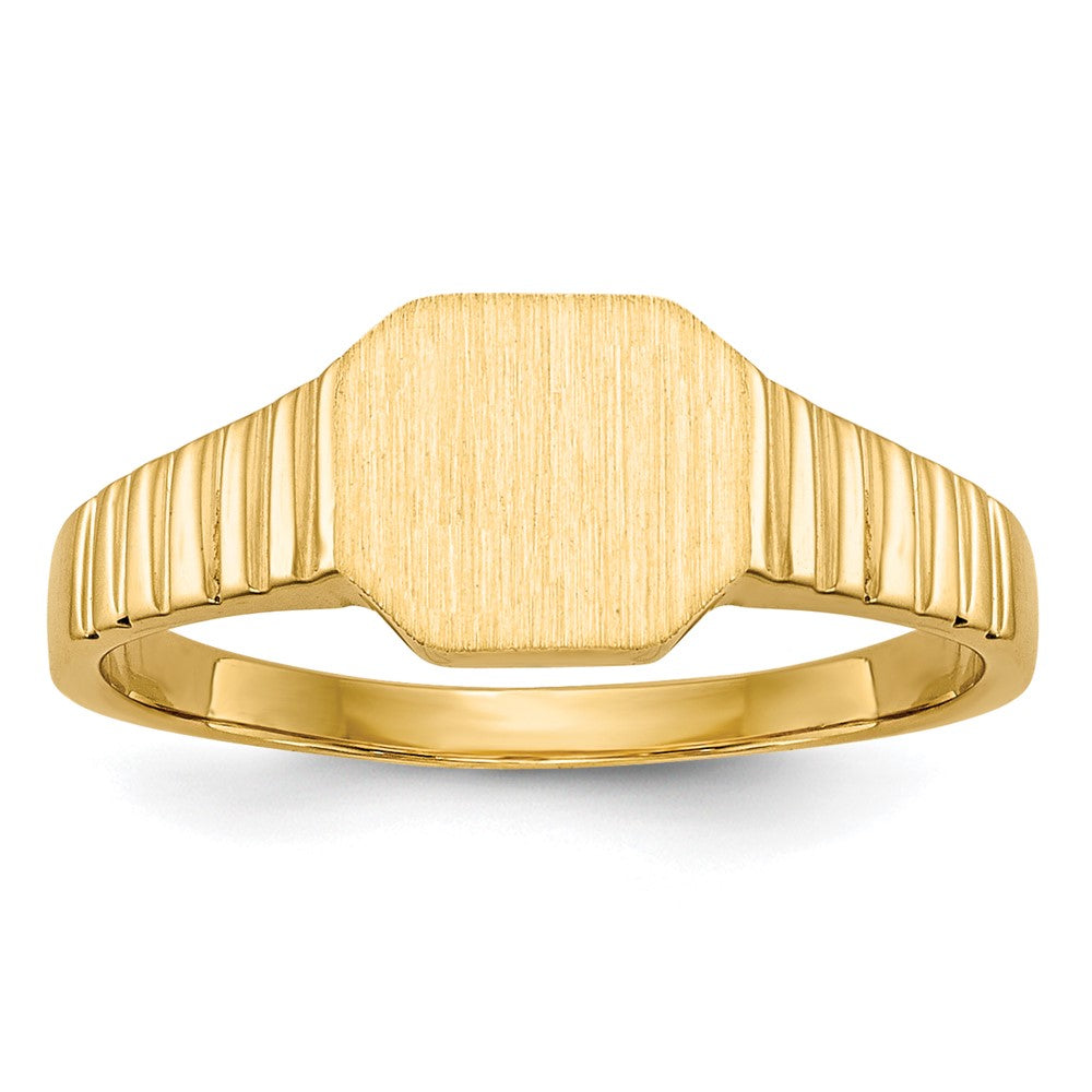 14k 7.5x6.0mm Open Back Childs Octagonal Signet Ring