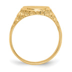 14k 10.5x12.5mm Oval Open Back Mens Nugget Signet Ring