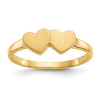 14k 5.5x5.0mm Open Back Double Heart Signet Ring