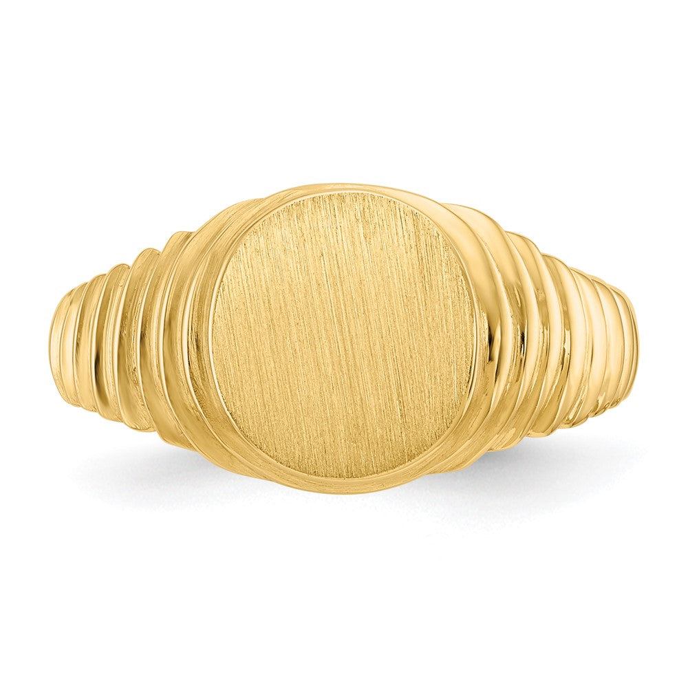 14k 10.5x9.5mm Oval Open Back Mens Signet Ring