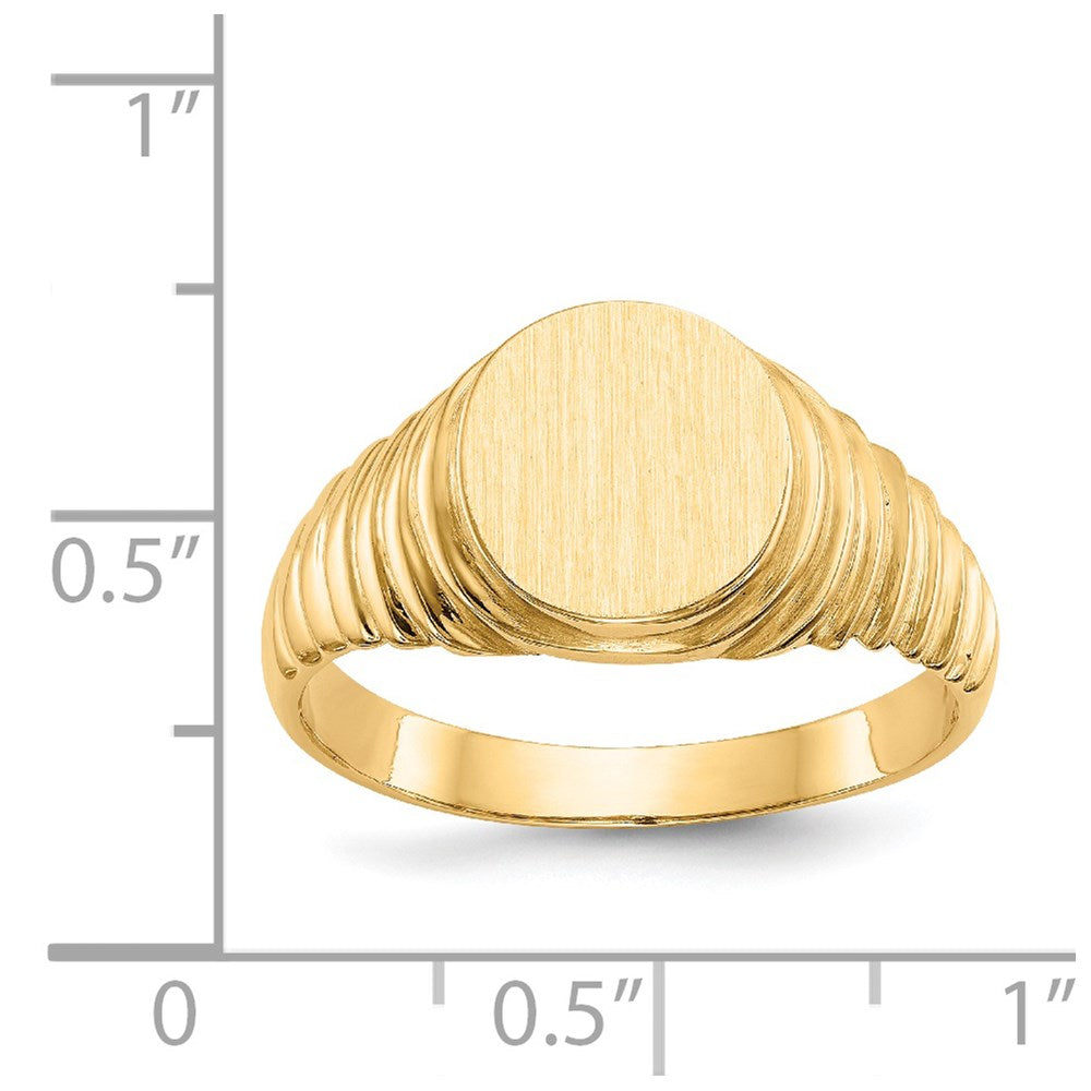 14k 10.5x9.5mm Oval Open Back Mens Signet Ring