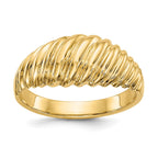 14k Polished Scalloped Dome Ring
